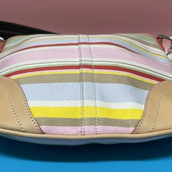 COACH Crossbody Multicolor Canvas Brown Leather Striped Daisy *EUC* SO PRETTY!! - Picture 9 of 11